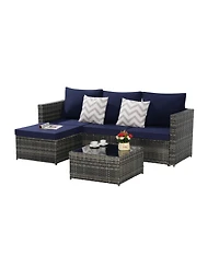 Streamdale 2-Piece Wicker Patio Set, L-Shaped, Ottoman