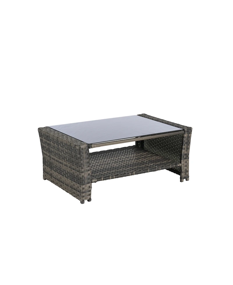 Streamdale 4-Piece Outdoor Patio Furniture Set, Rattan Chairs, Glass Table