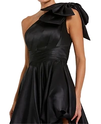 Mac Duggal Women's Satin One Shoulder Bow Gown