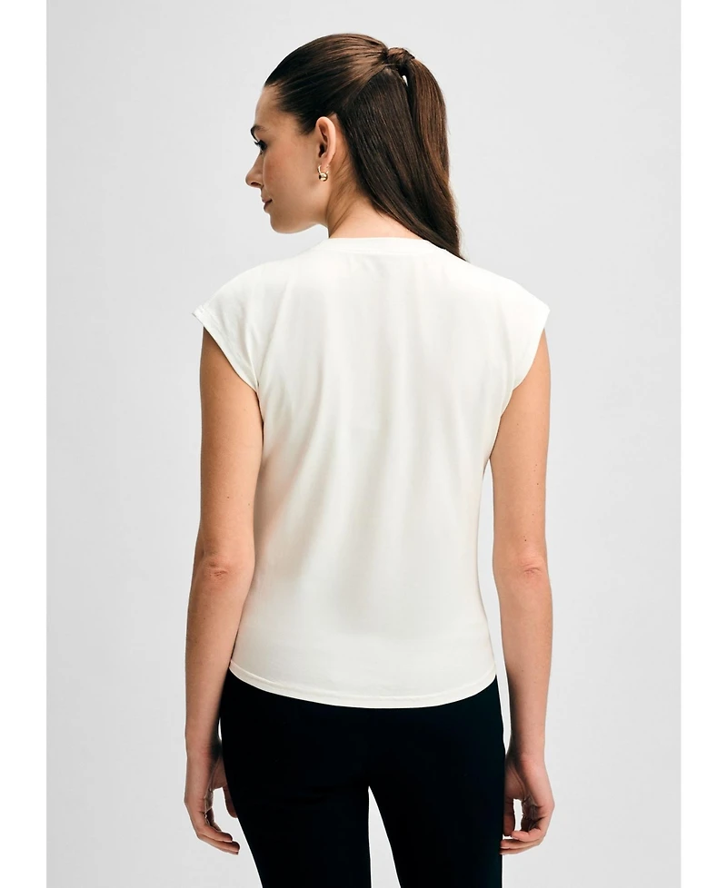Isaac Mizrahi Women's Twist Neck Short Sleeve Tee