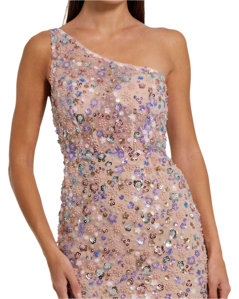 Mac Duggal Women's Floral Embellished One Shoulder Gown