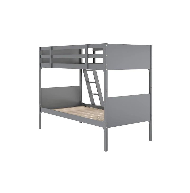 Samuel Kids Bunk Bed With Convertible, Solid Wood Slatted Frame And Easy-To-Climb Ladder No Box Spring Required