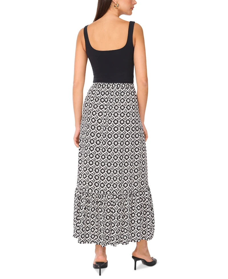 Vince Camuto Women's Printed Ruffled Pull-On Midi Skirt