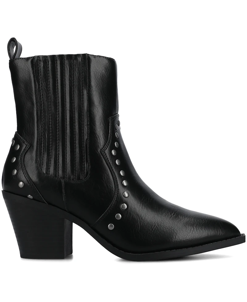 Journee Collection Women's Braylee Western Studded Ankle Booties