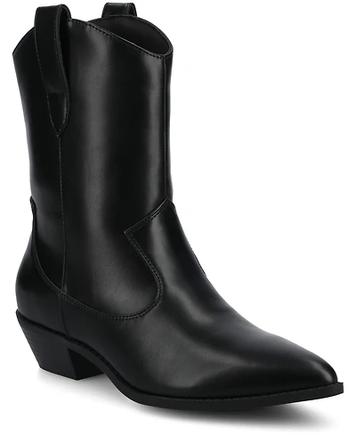 Journee Collection Women's Fritzie Western Pointed Toe Comfort Ankle Booties