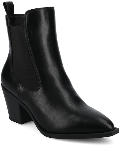 Journee Collection Women's Rosemary Western Comfort Chelsea Booties