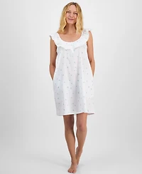 Charter Club Women's Cotton Clip-Dot Ruffled Chemise, Exclusively at Macy's