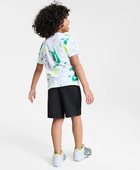 Nike Little Kids Printed T-Shirt & Lightweight French Terry Shorts, 2 Piece Set