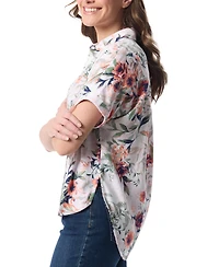 Gloria Vanderbilt Women's Daisy Printed Short-Sleeve Shirt