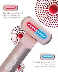 Tzumi Red Light Therapy for Face and Neck Wand, 4-in-1 Rechargeable Light Therapy Wand with 2 Led Colors