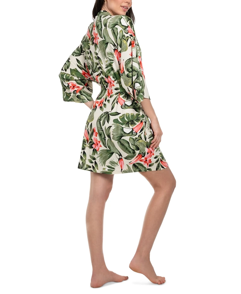 Linea Donatella Women's Toucan Printed Wrap Robe