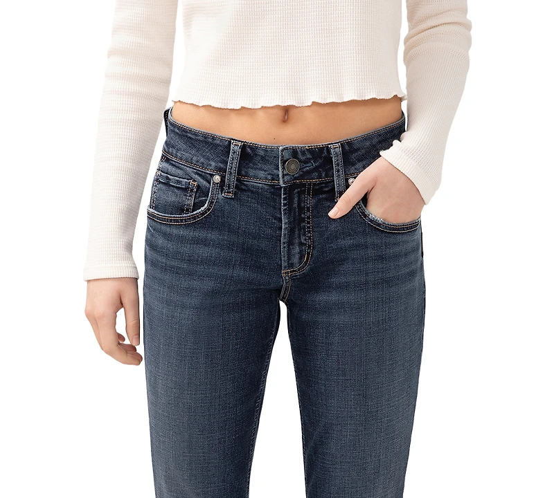 Silver Jeans Co. Women's Boyfriend Mid Rise Slim-Leg