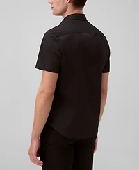Calvin Klein Men's Slim Fit Short Sleeve Solid Stretch Button-Front Shirt