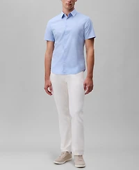 Calvin Klein Men's Slim Fit Short Sleeve Solid Stretch Button-Front Shirt