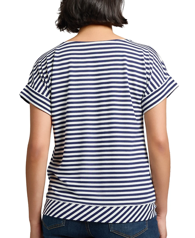 Jones New York Women's Striped Dolman-Sleeve Tie-Waist Top