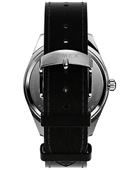 Timex Men's Analog Black Leather Strap Watch, 41mm