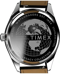 Timex Men's Analog Black Leather Strap Watch, 41mm
