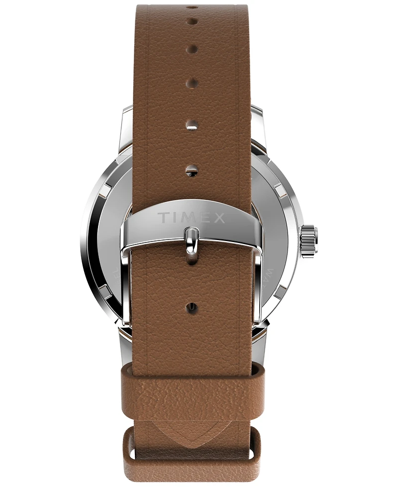 Timex Men's Mechanical Automatic Brown Leather Strap Watch, 40mm