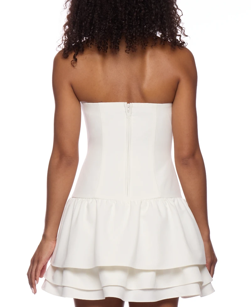 Alex & Sophia Juniors' Strapless Layered-Hem Fit Flare Dress