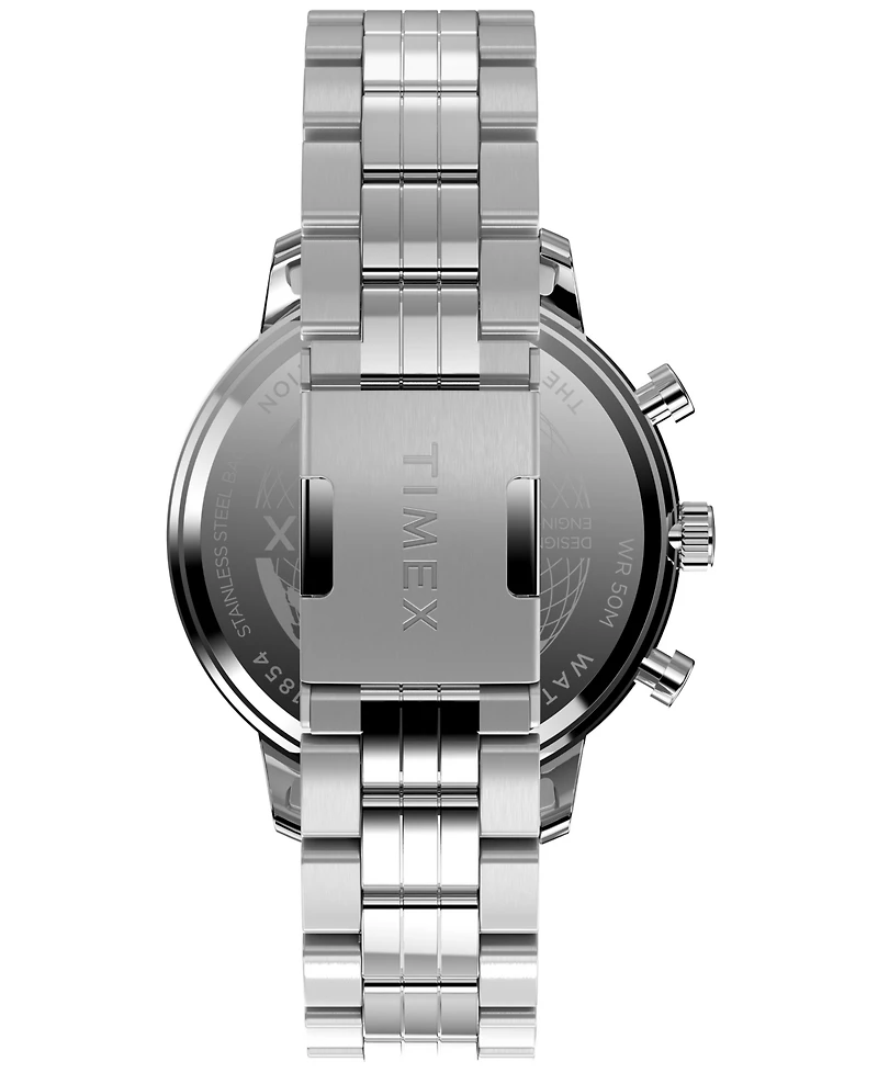 Timex Men's Analog Silver-Tone Stainless Steel Watch, 45mm