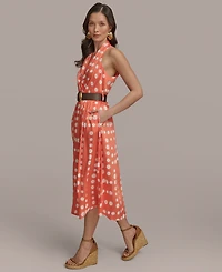 Donna Karan New York Women's Polka-Dot Belted A-Line Dress
