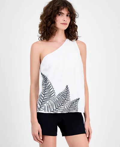 I.n.c. International Concepts Women's Palm Embellished Asymmetric Top, Macy's Exclusive