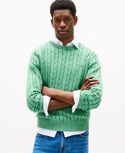 Tommy Hilfiger Men's Regular-Fit Cable Knit Crewneck Sweater