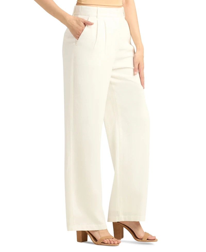 Bcx Juniors' Pleat-Front Mid-Rise Wide-Leg Pants