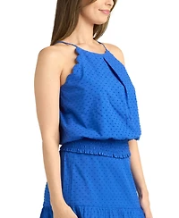 Bcx Juniors' Clip-Dot Smocked-Hem Sleeveless Top