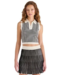 Steve Madden Women's Amery Striped Collared Sleeveless Sweater