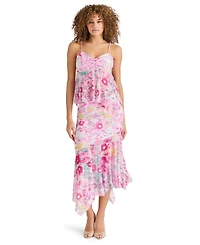 Steve Madden Women's Floral-Print Handkerchief-Hem Sleeveless Top