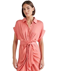 Steve Madden Women's Tori Tie-Front Midi Shirtdress