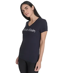 Calvin Klein Women's V-Neck Logo Short-Sleeve T-Shirt