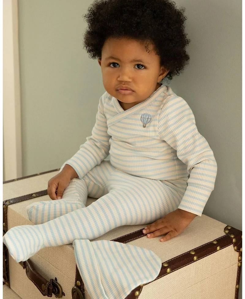 MeMoi Baby Girls 3 Piece Striped "Hot Air Balloon" Modal Blend Bodysuit Set