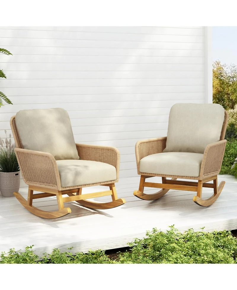 Streamdale Beige wicker rocking chairs (Set of 2), Indoor/outdoor use