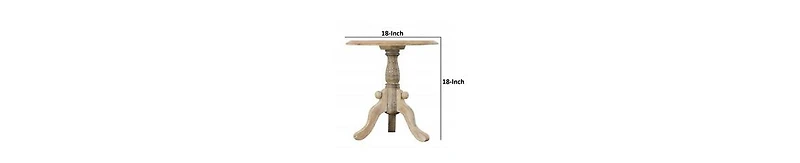 Round Top Side Table – Mango Wood with Intricate Carved Design & Pedestal Base