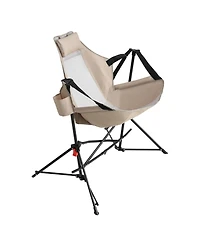 Streamdale 2x Folding Hammock Rocking Chairs, Portable, Adjustable, with Bag - Khaki