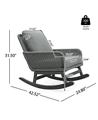 Streamdale Modern 3-piece gray rattan rocking chair set with table, Patio/balcony