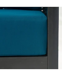 Acacia Wicker Club Chair, Black frame, dark teal cushions, 27,5"W