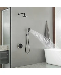 Single Handle 2-Spray Shower Faucet Set 1.8 Gpm with Valve Dual Handheld Shower Head with High Pressure in Matte Black