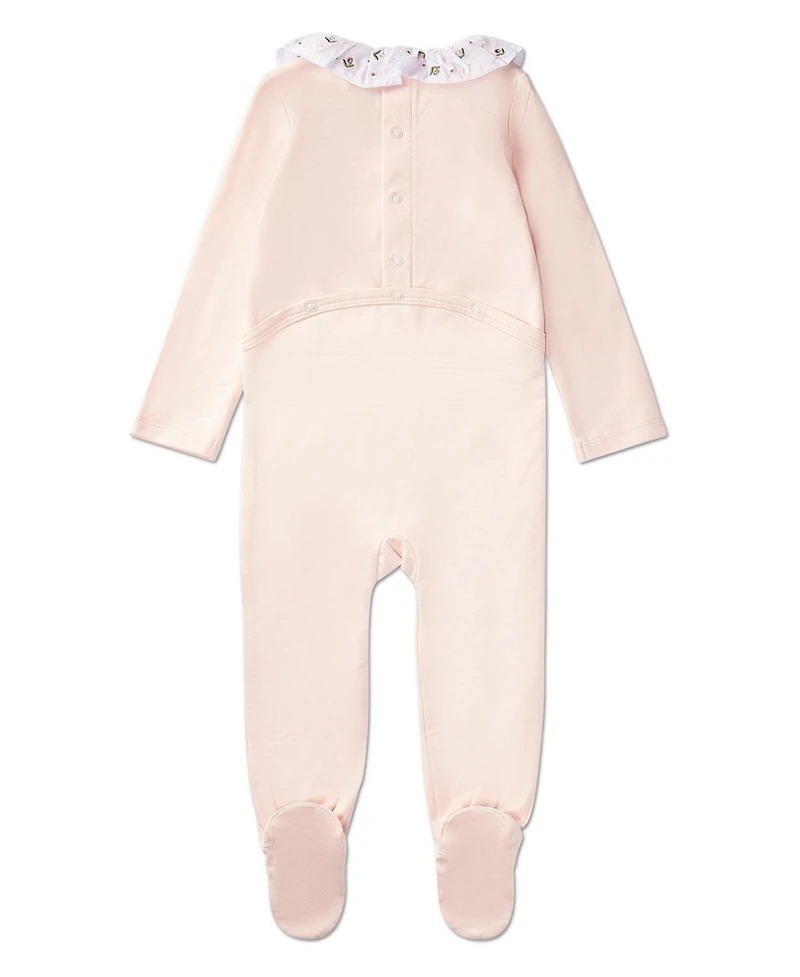 MeMoi Baby Girls Embroidered Flower Ruffle-Collar Rich Footie
