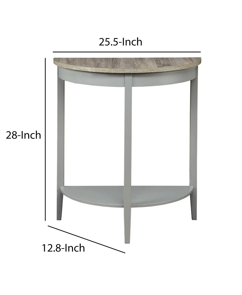 Half-Moon Console Table – Wooden Frame with Lower Storage Shelf