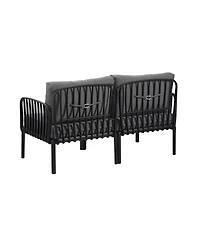 Streamdale 5-Piece Patio Set, Modern sectional with coffee table, waterproof cushions, black & gray