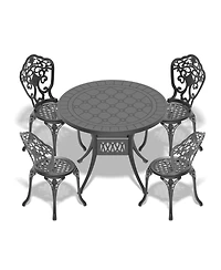 Streamdale 5-Piece Set Of All-Weather Cast Aluminum Dining Furniture Set With Black Frame