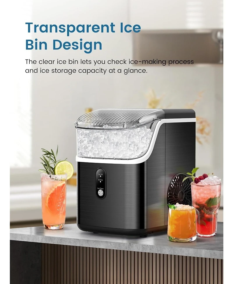 Nugget Ice Makers Maker Machine,35lbs/Day,One-Click Operation,Self-Cleaning Countertop Machine,Stainless Steels Upgrade