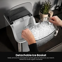 Nugget Ice Makers Ice Maker Machine,35lbs/Day,One-Click Operation,Self-Cleaning Countertop Ice Machine,Stainless Steels Upgrade