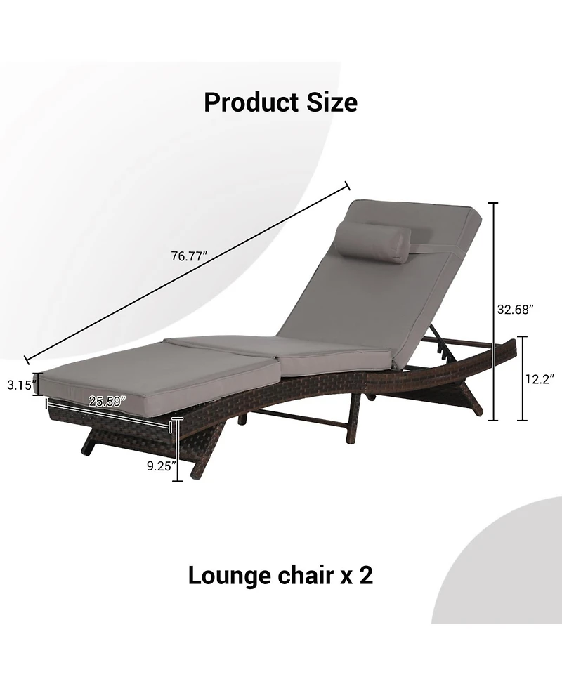 Streamdale Outdoor Wicker Reclining Lounge Chairs (Set of 2) - Beach, Pool, Garden