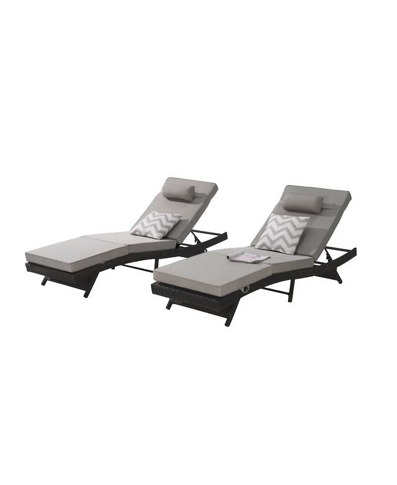 Streamdale Outdoor Wicker Reclining Lounge Chairs (Set of 2) - Beach, Pool, Garden