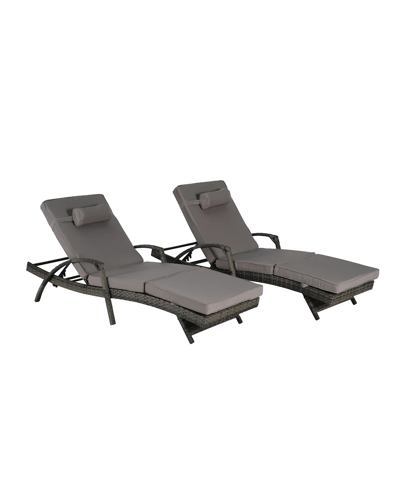 Streamdale Outdoor Wicker Reclining Lounge Chair Set, Cushioned, 150° Recline