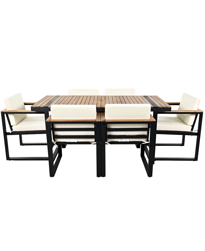 Streamdale 7-Piece Outdoor Dining Set, Table, Chairs, Cushions - Beige